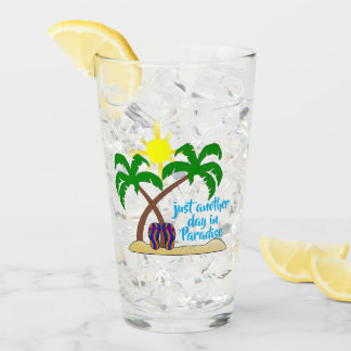 Paradies am Strand / Palmen Bäume Glas Tumbler