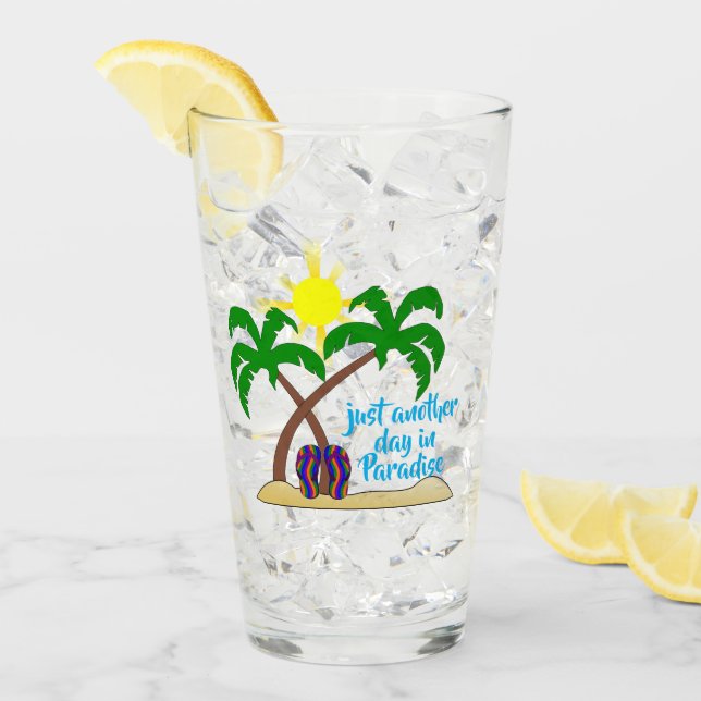 Paradies am Strand / Palmen Bäume Glas Tumbler (Vorderseite Ice)