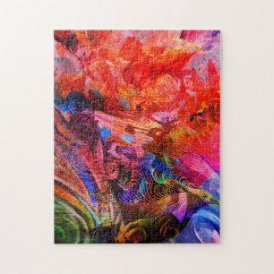 Paradies Blumen Vogel Phönix Flammen Kunst