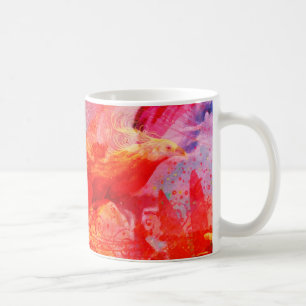 Paradies Blumen Vogel Phönix Flammen Kunst Kaffeetasse