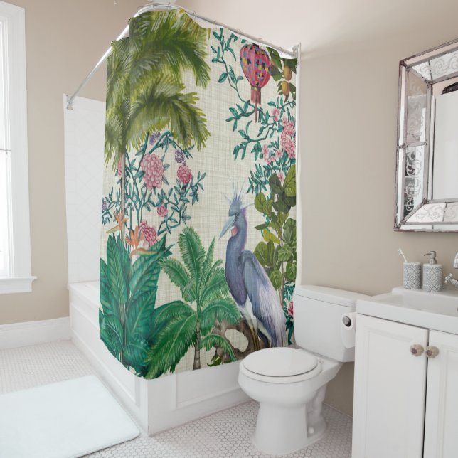 Paradies Chinoiserie Duschvorhang (Beispiel)