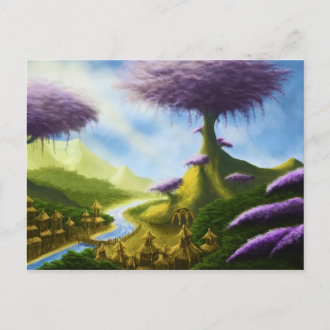 Paradies Fantasy Landschaft Postkarte (Vorderseite)