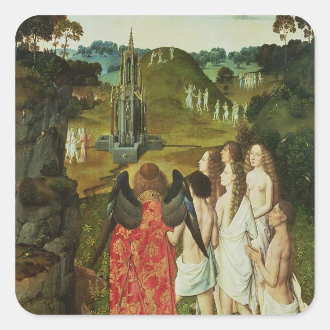 Paradies für den symbolischen Brunnen Quadratischer Aufkleber (Vorderseite)
