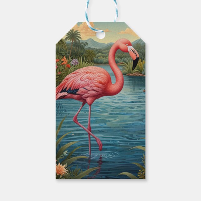 Paradies für Rosa Flamingo Geschenkanhänger (Vorderseite)