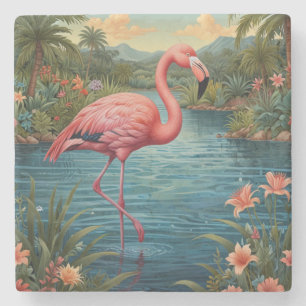 Paradies für Rosa Flamingo Steinuntersetzer