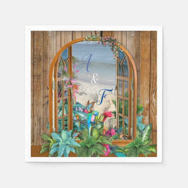 Paradies für tropische Flora am Strand von Napkins Serviette (Vorderseite)