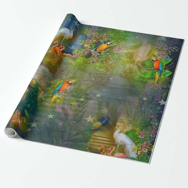 Paradies für tropische Flora und Fauna Geschenkpapier (Ungerollt)