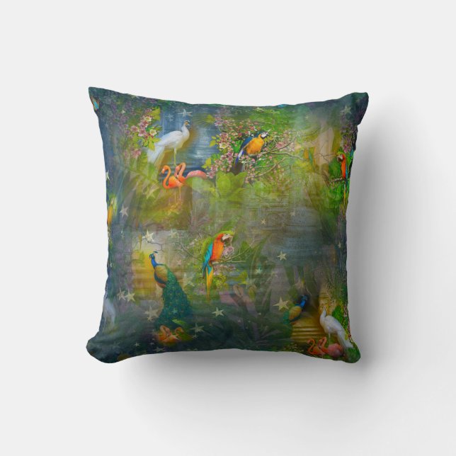 Paradies für tropische Flora und Fauna Kissen (Vorderseite)