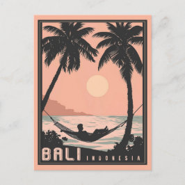 Paradies gefunden: Bali in Vintag rosa Postkarte