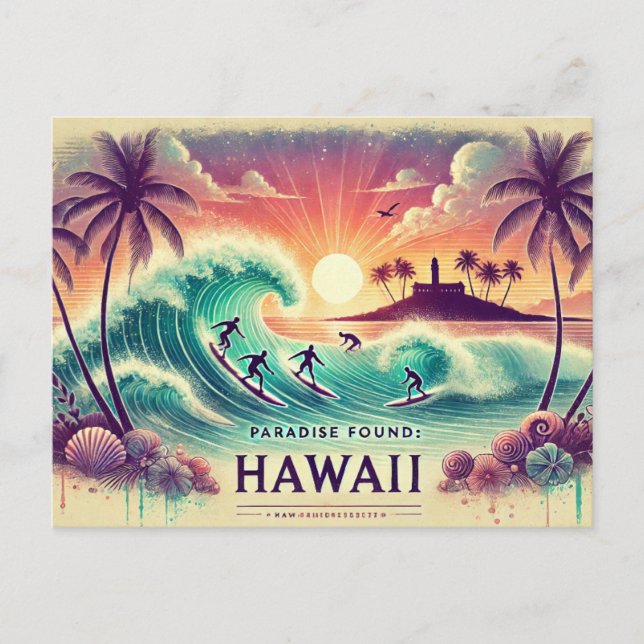 Paradies gefunden: Hawaii Postkarte (Vorderseite)
