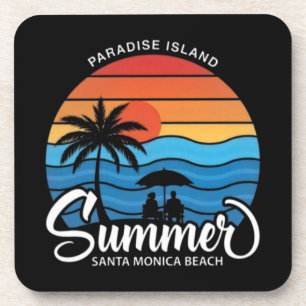 Paradies-Insel Santa Monica Beach-35307 Getränkeuntersetzer