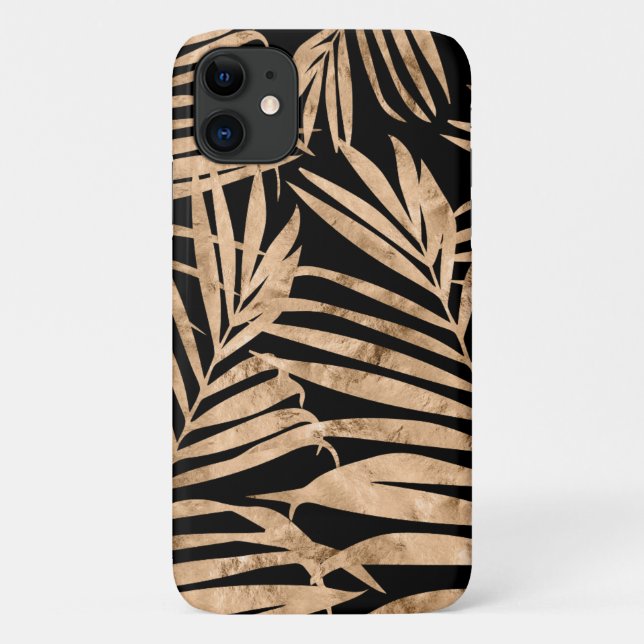 Paradies Palm Hawaiian Tropical- Gold & Black Case-Mate iPhone Hülle (Rückseite)