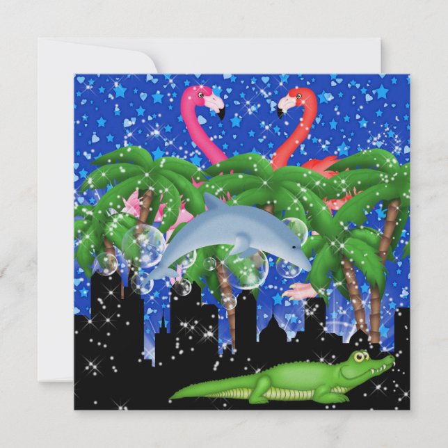 Paradies-Party in den Art-hellen Lichtern - SRF Einladung (Vorderseite)