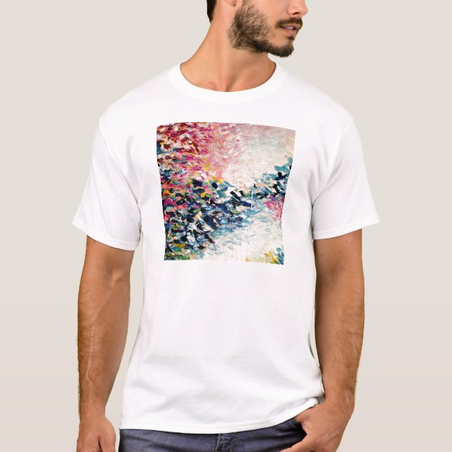 PARADIES TRÄUMT bunte abstrakte Malerei T-Shirt (Vorderseite)