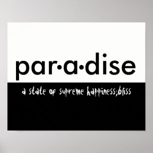 Paradies Typografie Poster schwarz-weiß