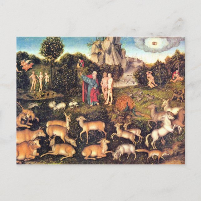Paradies von Cranach D. Ä. Lucas (beste Qualität) Postkarte (Vorderseite)