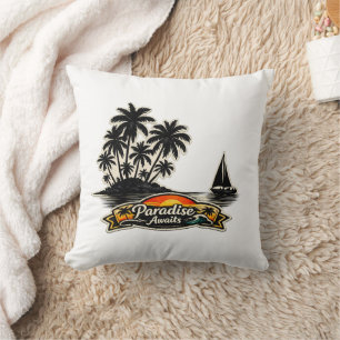 🏝️🌅 „Paradies wartet“ Tropisches Kissen 🌴✨