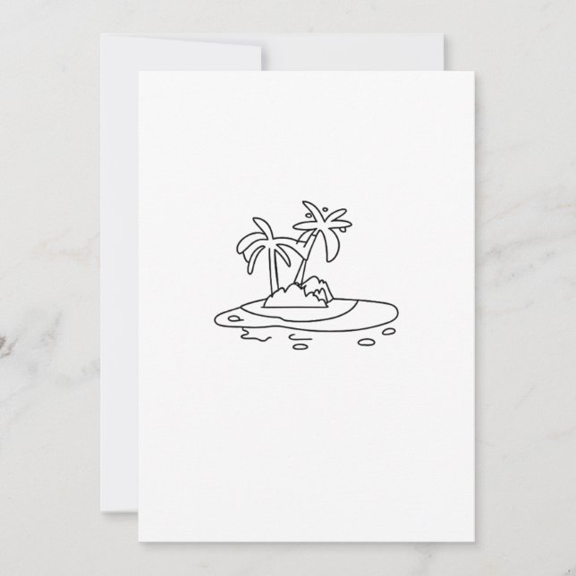 Paradiesinsel Geschenk, Liniendrawing Einladung (Vorderseite)