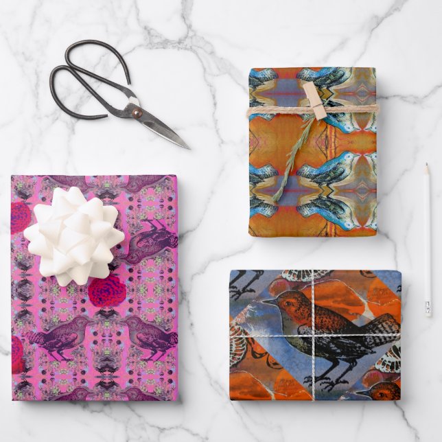 Paradiesvögel #2 geschenkpapier set (Vorderseite)