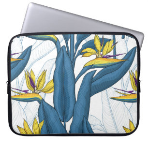 Paradiesvogel auf Weiß-Blume Laptopschutzhülle