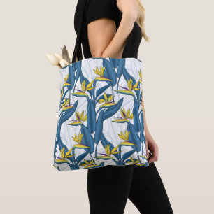 Paradiesvogel auf Weiß-Blume Tasche