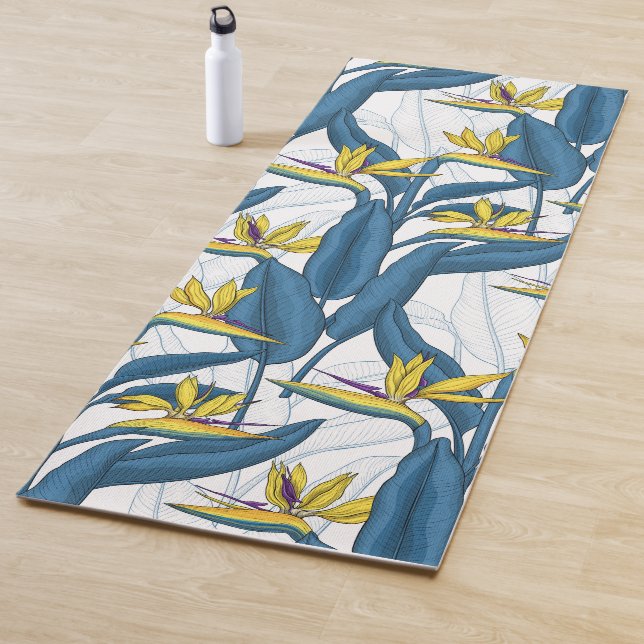 Paradiesvogel auf Weiß-Blume Yogamatte (Beispiel)