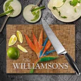 Paradiesvogel auf Wicker-Muster Personalisiert Schneidebrett