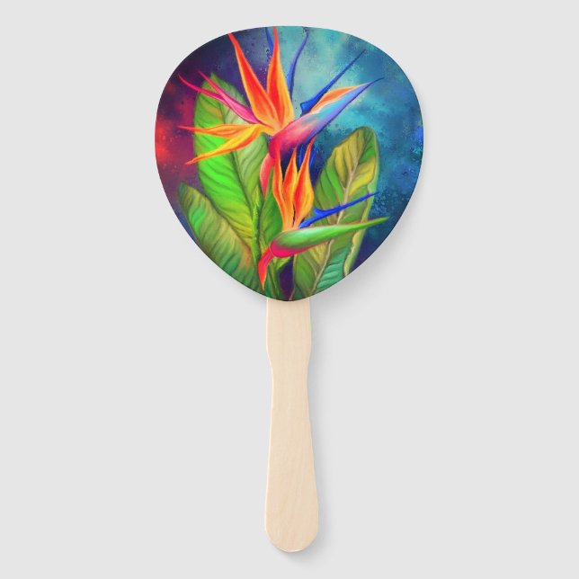 Paradiesvogel Blume Handfan Fächer (Vorderseite)
