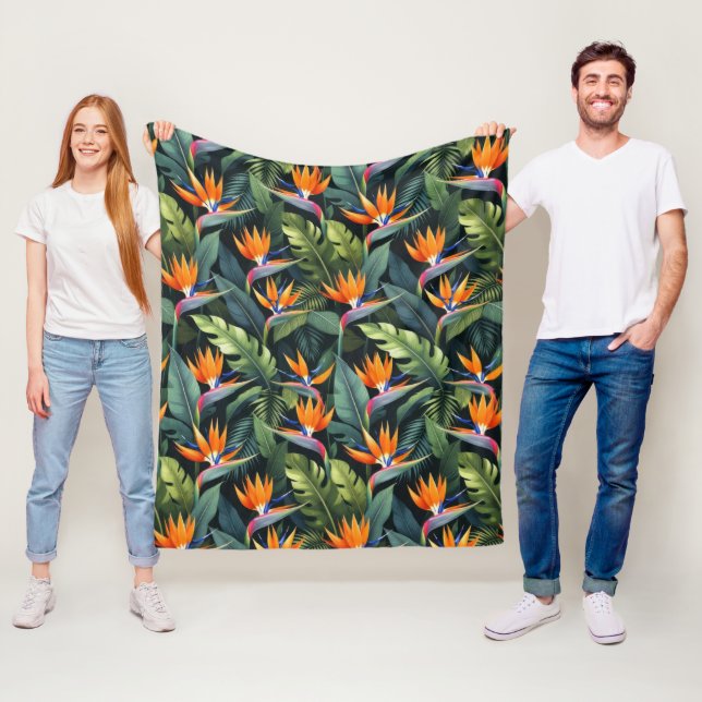 Paradiesvogel-Blumenmuster Fleecedecke (Beispiel)