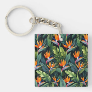 Paradiesvogel-Blumenmuster Schlüsselanhänger