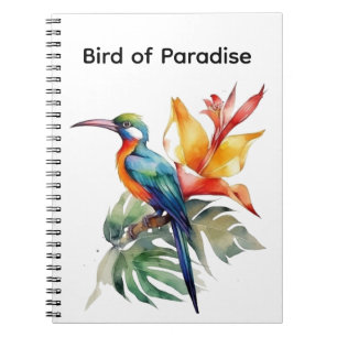 Paradiesvogel, bunter Phantasy-Vogel 'n Blume Notizblock