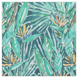 PARADIESVÖGEL das tropische Aquarell mit Blumen Stoff