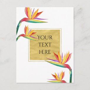 Paradiesvogel Elegant Gold Weiße Hochzeit Postkarte