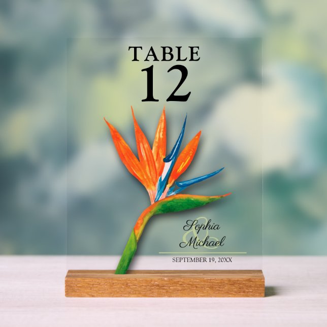 Paradiesvogel - Hochzeitsvogel der Tischnummer Acrylschild (Neutral)
