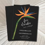 Paradiesvogel Save The Date<br><div class="desc">Tropischer exotischer Vogel von paradiesischer Aquarell Blume auf schwarzem Hintergrund macht eine schöne Hochzeitseinladung mit einem exotischen Flair. Ihre Einladung auf der Vorderseite und mehr Details und UAWG auf der Rückseite. PASSENDE Artikel in unserem Geschäft.</div>