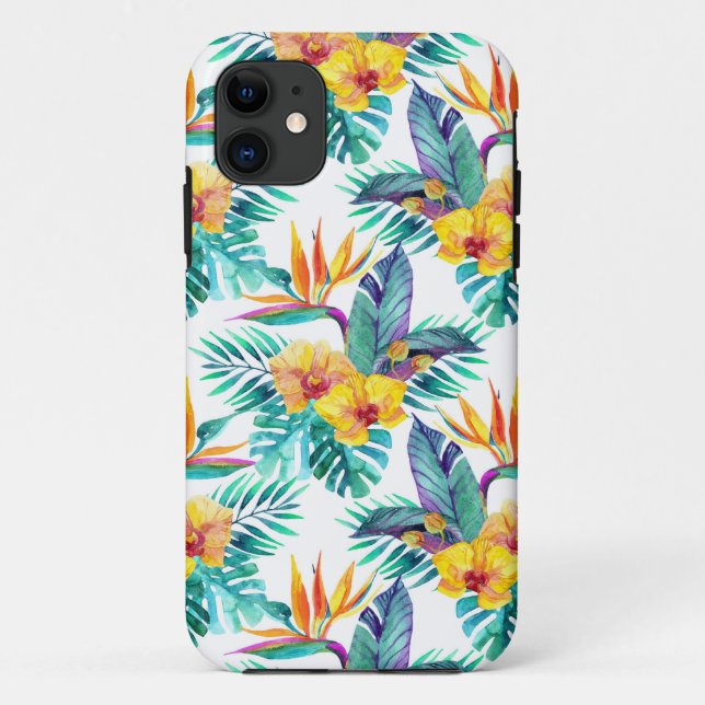 Paradiesvogel u. Orchideen-Muster Case-Mate iPhone Hülle (Rückseite)