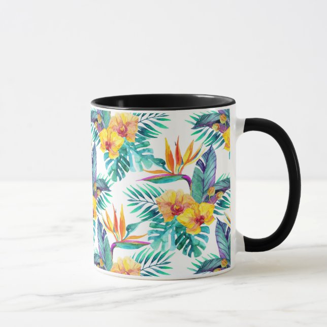 Paradiesvogel u. Orchideen-Muster Tasse (Rechts)