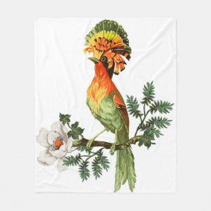 Paradiesvogel und exotische Blume auf weißem Grun Fleecedecke