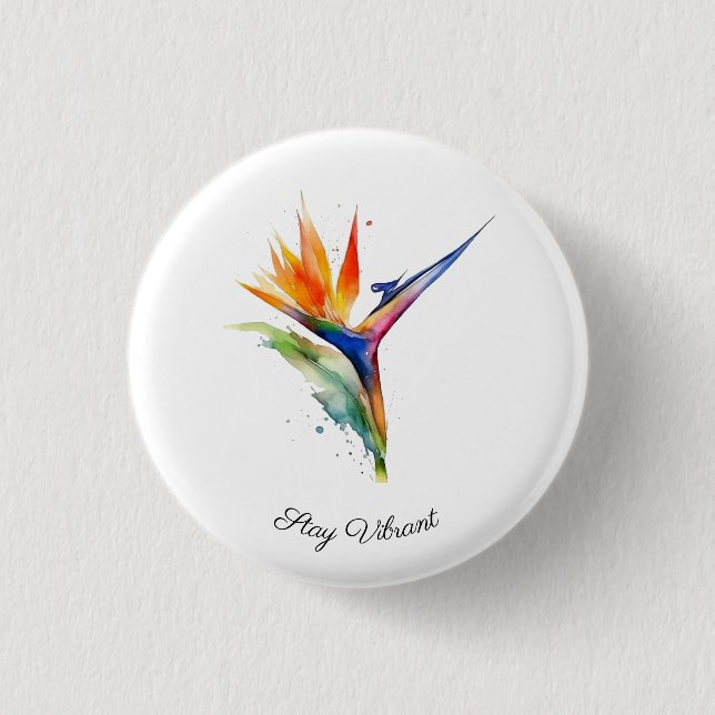 Paradiesvogel-Wasserfarbe, individuell Button (Vorderseite)