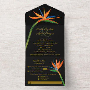 Paradiesvogel Wasserfarbenen Hochzeit All In One Einladung