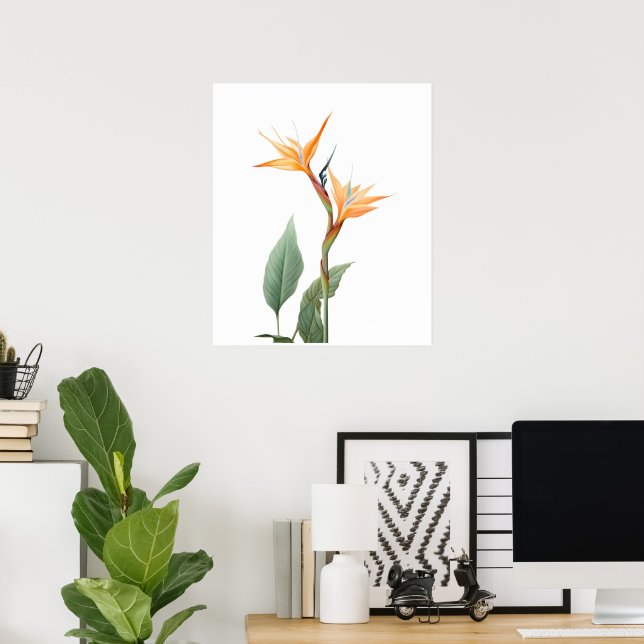 Paradiesvogeldrawing (Blume) Poster (Heimbüro)