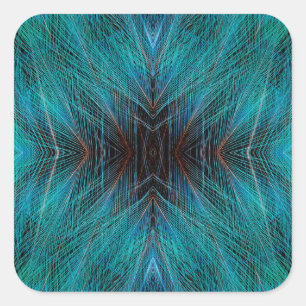 Paradiesvogelfraktal-Federdesign Quadratischer Aufkleber