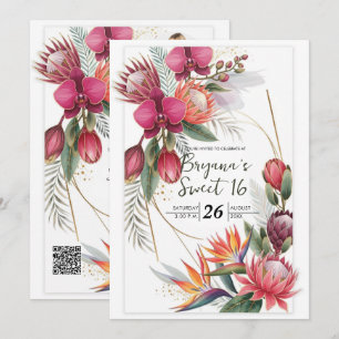 Paradis floral tropical Invitations de mariage or