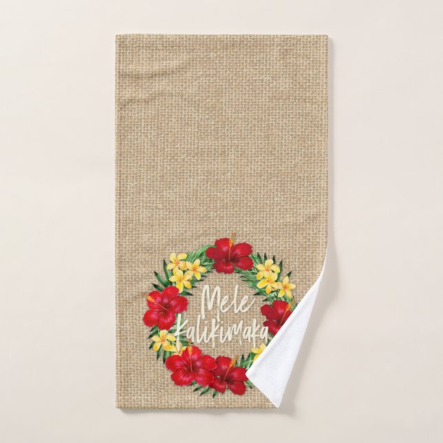 Paradis Tropical Hawaiian Holiday Wreath Burlap (Serviette à main)
