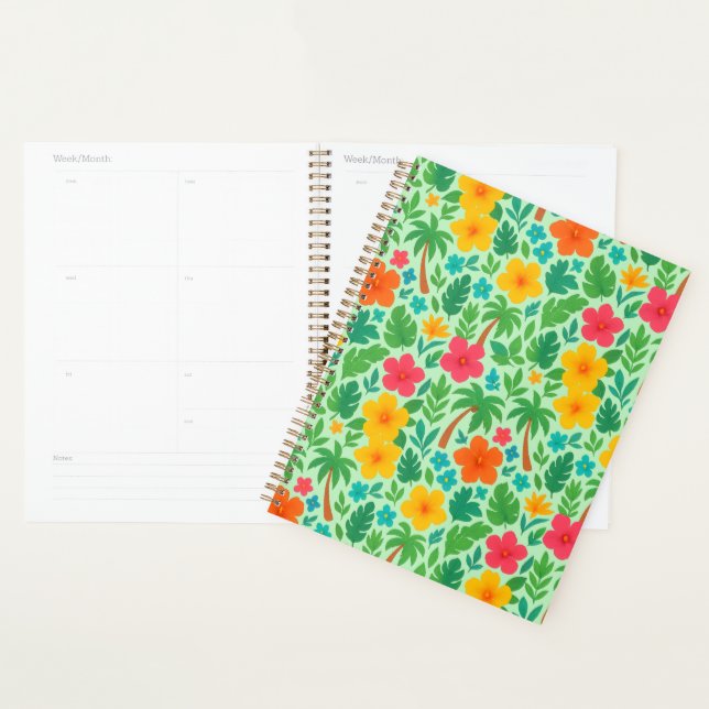 Paradis tropical - Palm Feuilles & Hibiscus Motif (Devant avec enveloppe)