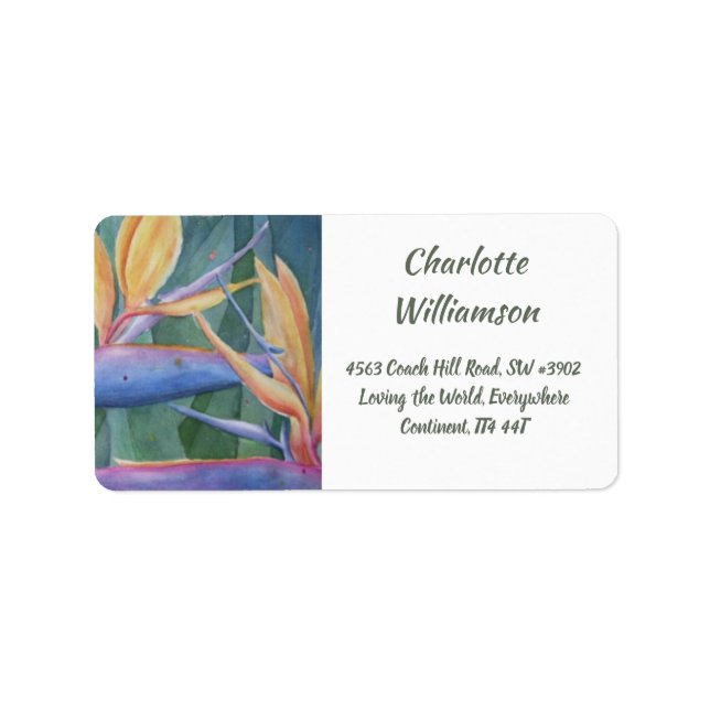 Paradische Blume in Aquarelladresse Adressaufkleber (Vorne)