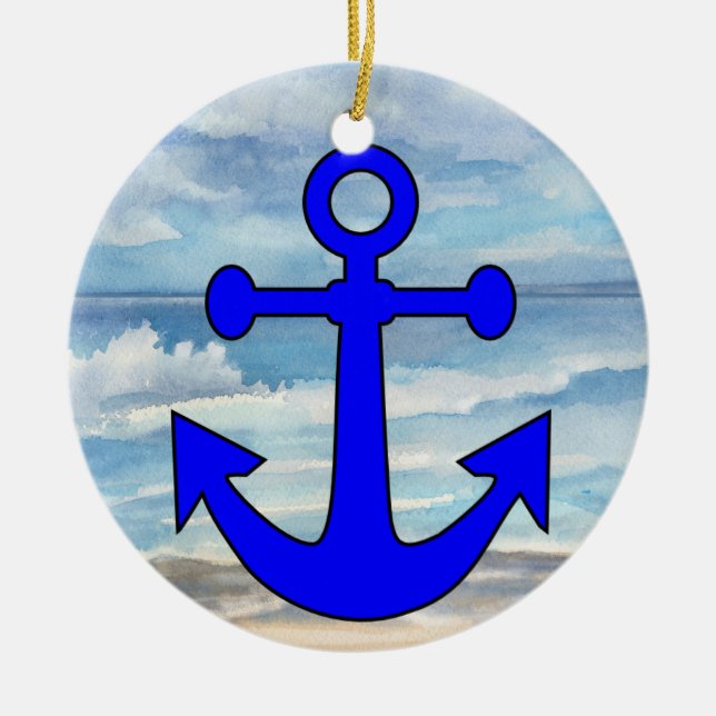 Paradise Beach Anchor Keramik Ornament (Vorne)