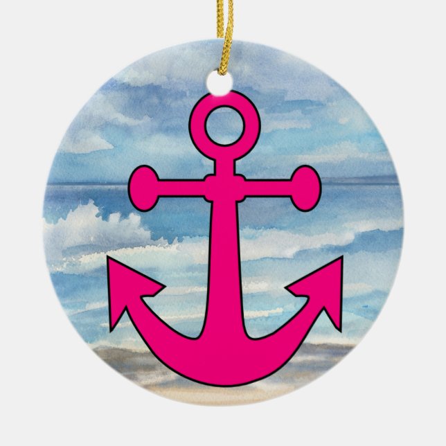 Paradise Beach Anchor Keramikornament (Vorne)