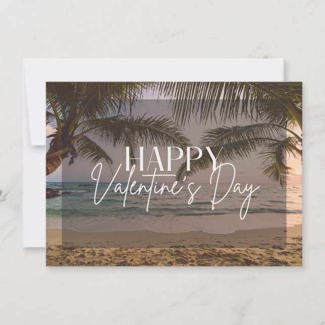 Paradise Beach Happy Valentine's Day Card Einladung (Vorderseite)