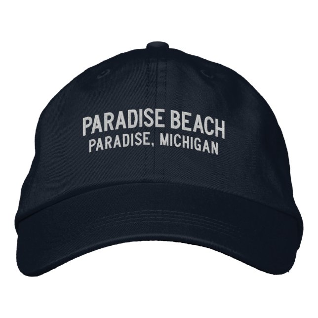 Paradise Beach Michigan Embroidered Baseball Hat Bestickte Baseballkappe (Vorderseite)